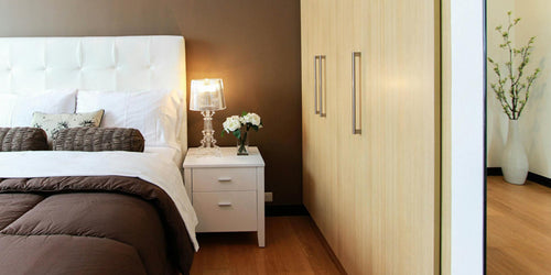 Cozy bedroom with white headboard