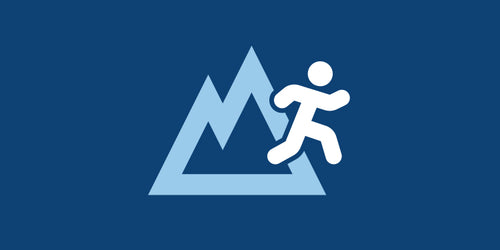 Mountain and running person icon