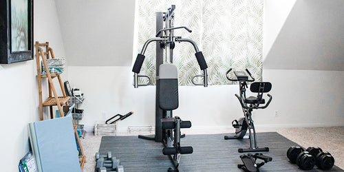 Home gym with multi-station and bike