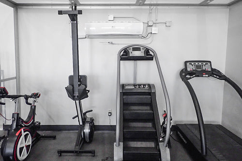 Inside view of a modular chamber and workout equipment