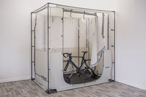 Exercise cubicle altitude tent with bike trainer inside